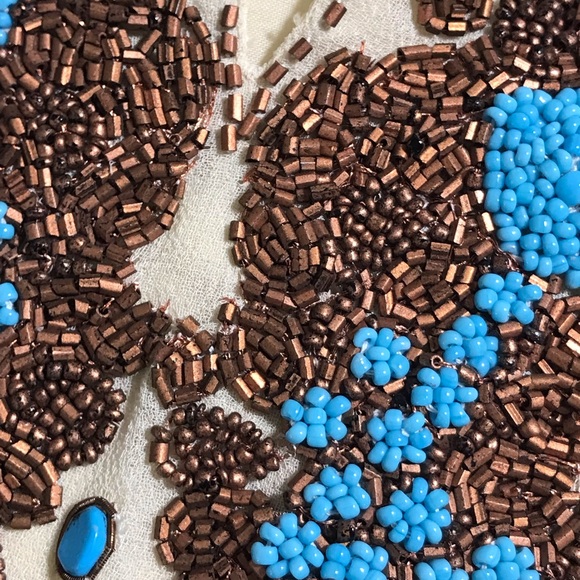 Roman's Ivory Flowy Copper & Turquoise Beaded Long Sleeve Blouse Size 26W - Picture 15 of 15